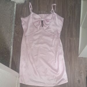 Wild Fable Light Pink Satin Dress with Bow